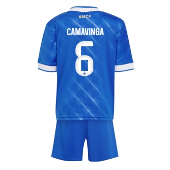 Billige Fotballdrakt Real Madrid Eduardo Camavinga #6 Replika Tredjedraktsett Barn 2025-26 Kortermet (med bukser)